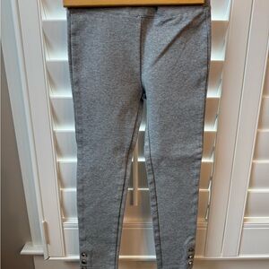 Hope & Henry Heather Gray Ponte Leggings with Gold Button Cuffs
